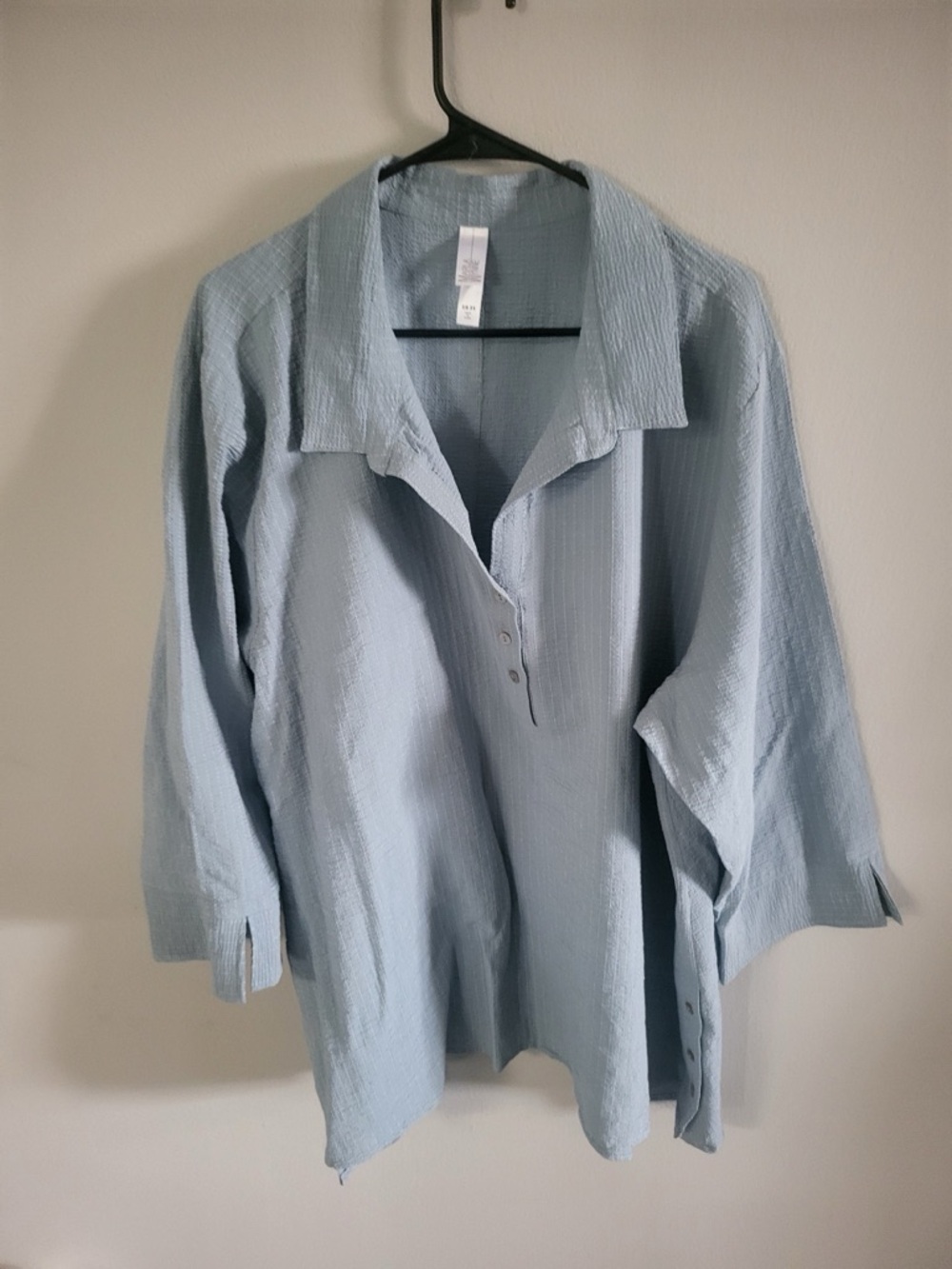 Marla Wynne Light Gray Textured Shirt - US 3X Plus Size
